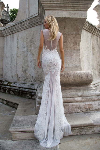 Свадебное платье Helen. Силуэт Рыбка. Цвет Белый / Молочный, оттенки Розового. Вид 2