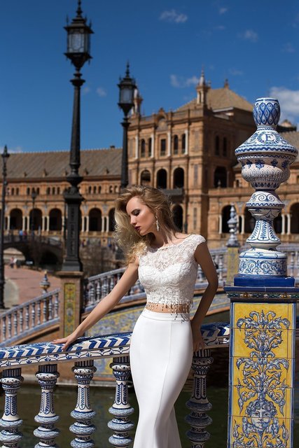 Свадебное платье Bellamy. Силуэт Рыбка. Цвет Белый / Молочный. Вид 2