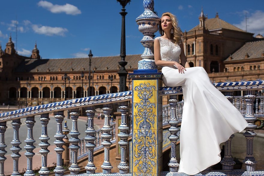 Свадебное платье Bellamy. Силуэт Рыбка. Цвет Белый / Молочный. Вид 3