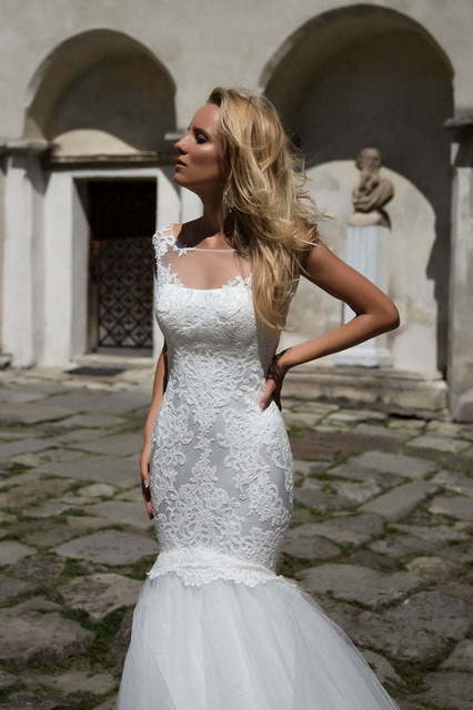 Свадебное платье Maria. Силуэт Рыбка. Цвет Белый / Молочный. Вид 3