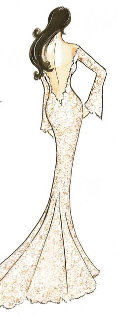 Свадебное платье Cara. Силуэт Рыбка. Цвет Айвори / Капучино, Золото. Вид 2