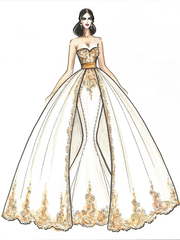 Свадебное платье Cristina. Силуэт Пышное, Рыбка. Цвет Белый / Молочный, Айвори / Капучино, Золото. Вид 1