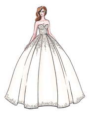 Свадебное платье Carolina. Силуэт Пышное. Цвет Белый / Молочный, Персик / Оранжевый, оттенки Розового. Вид 1