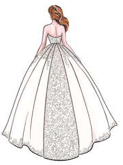 Свадебное платье Carolina. Силуэт Пышное. Цвет Белый / Молочный, Персик / Оранжевый, оттенки Розового. Вид 2