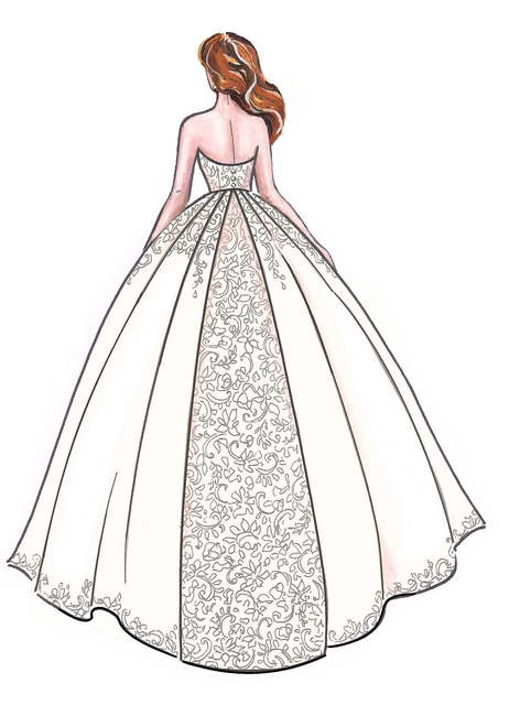 Свадебное платье Carolina. Силуэт Пышное. Цвет Белый / Молочный, Персик / Оранжевый, оттенки Розового. Вид 2