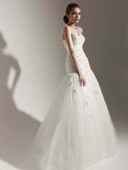 Свадебное платье Anetta. Силуэт Рыбка. Цвет Белый / Молочный, Айвори / Капучино. Вид 1