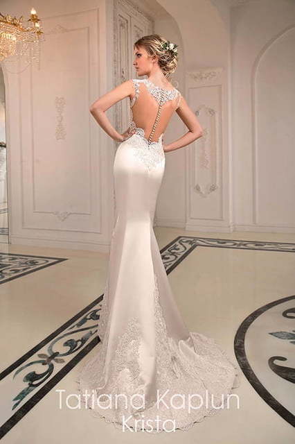 Свадебное платье Krista. Силуэт Рыбка. Цвет Айвори / Капучино, Белый / Молочный. Вид 2