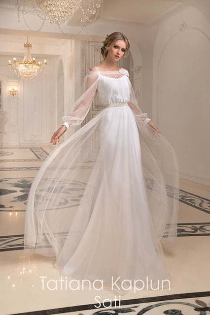 Свадебное платье Sati. Силуэт Греческий, Прямое. Цвет Белый / Молочный. Вид 4