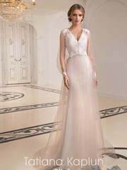 Свадебное платье Silvia. Силуэт Прямое. Цвет Персик / Оранжевый, оттенки Розового. Вид 1