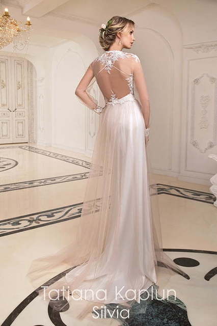 Свадебное платье Silvia. Силуэт Прямое. Цвет Персик / Оранжевый, оттенки Розового. Вид 2