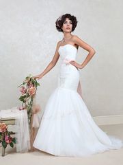 Свадебное платье Августа. Силуэт Рыбка. Цвет Белый / Молочный. Вид 1