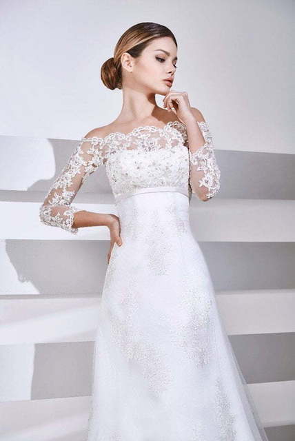 Свадебное платье 1096. Силуэт Прямое. Цвет Белый / Молочный. Вид 3