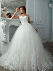 Свадебное платье Агния. Силуэт Пышное. Цвет Белый / Молочный. Вид 1