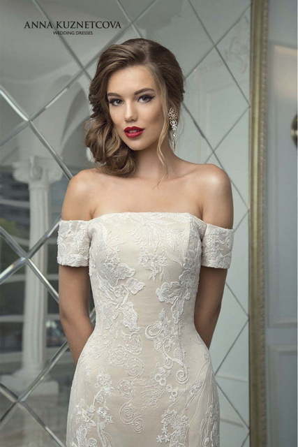 Свадебное платье Кармела. Силуэт Прямое. Цвет Айвори / Капучино, Белый / Молочный. Вид 2