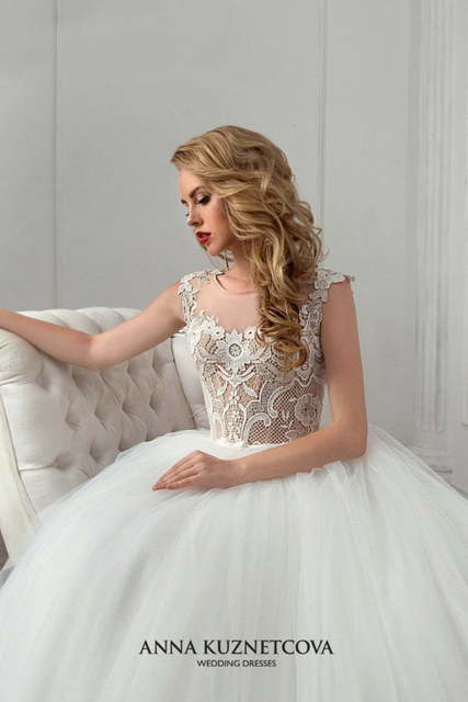 Свадебное платье Филомена. Силуэт Пышное. Цвет Айвори / Капучино, Белый / Молочный. Вид 2