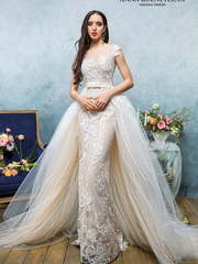 Свадебное платье Шанталь. Силуэт Пышное, Прямое. Цвет Белый / Молочный, Айвори / Капучино, Персик / Оранжевый. Вид 1