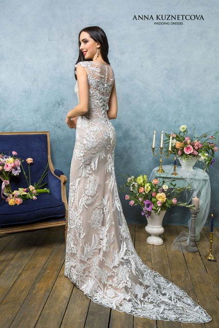 Свадебное платье Шанталь. Силуэт Пышное, Прямое. Цвет Айвори / Капучино, Белый / Молочный, Персик / Оранжевый. Вид 4