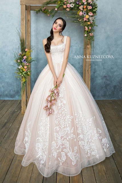 Свадебное платье Армель. Силуэт Пышное. Цвет Айвори / Капучино, Белый / Молочный, Персик / Оранжевый, оттенки Розового. Вид 4