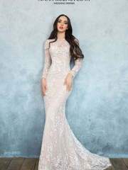 Свадебное платье Орианн. Силуэт Рыбка. Цвет Белый / Молочный, Айвори / Капучино, оттенки Розового. Вид 1