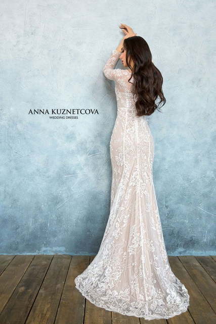 Свадебное платье Орианн. Силуэт Рыбка. Цвет Айвори / Капучино, Белый / Молочный, оттенки Розового. Вид 2