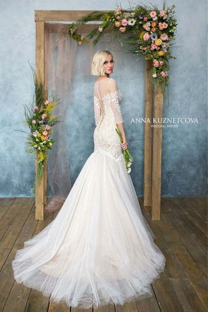 Свадебное платье Сириль. Силуэт Рыбка. Цвет Айвори / Капучино, Белый / Молочный, Персик / Оранжевый. Вид 2