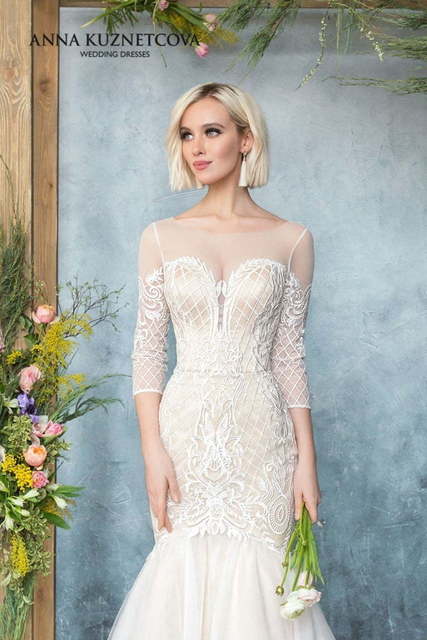 Свадебное платье Сириль. Силуэт Рыбка. Цвет Айвори / Капучино, Белый / Молочный, Персик / Оранжевый. Вид 3