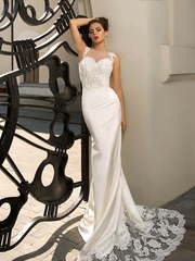 Свадебное платье Селеста. Силуэт Рыбка. Цвет Белый / Молочный. Вид 1