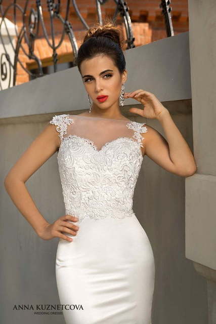 Свадебное платье Селеста. Силуэт Рыбка. Цвет Белый / Молочный. Вид 4