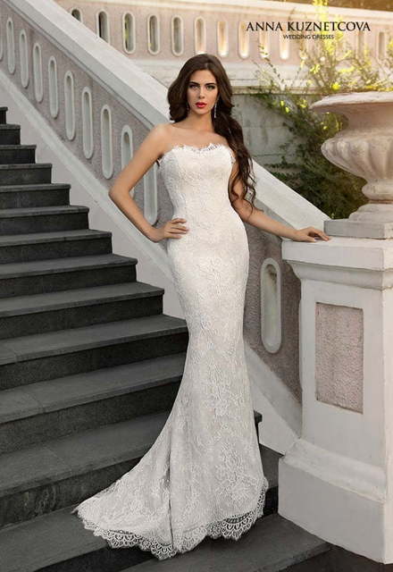 Свадебное платье Августина. Силуэт Рыбка. Цвет Айвори / Капучино, Белый / Молочный. Вид 2