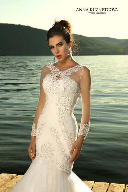 Свадебное платье Энрика. Силуэт Рыбка. Цвет Белый / Молочный. Вид 3