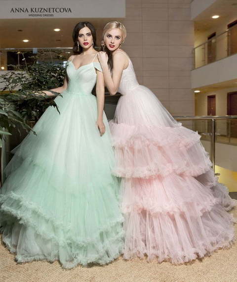 Свадебное платье Веселина. Силуэт Пышное. Цвет оттенки Зеленого, Тиффани. Вид 4