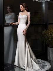 Свадебное платье Доминика. Силуэт Рыбка. Цвет Белый / Молочный. Вид 1