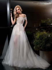 Свадебное платье Бэлла. Силуэт Прямое. Цвет Белый / Молочный, Айвори / Капучино, оттенки Розового. Вид 1