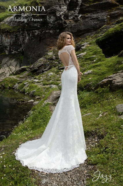 Свадебное платье Джаз. Силуэт Рыбка, Прямое. Цвет Белый / Молочный. Вид 2