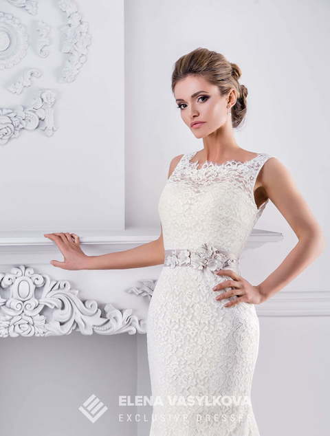 Свадебное платье 012. Силуэт Прямое. Цвет Белый / Молочный. Вид 2