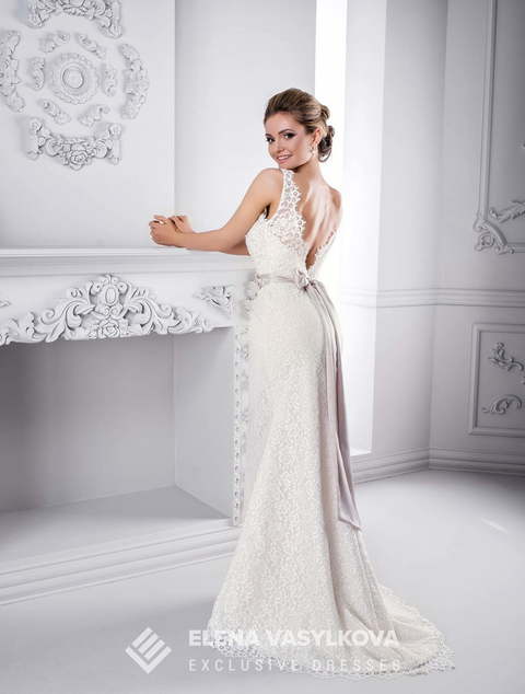Свадебное платье 012. Силуэт Прямое. Цвет Белый / Молочный. Вид 3