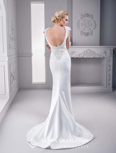 Свадебное платье 048. Силуэт Рыбка, Прямое. Цвет Белый / Молочный. Вид 2