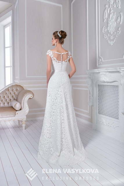 Свадебное платье 128. Силуэт Прямое. Цвет Белый / Молочный. Вид 2