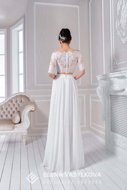 Свадебное платье 151. Силуэт Прямое. Цвет Белый / Молочный. Вид 2