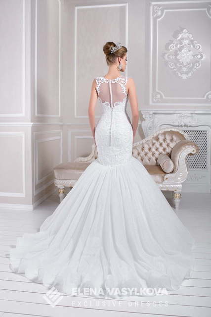 Свадебное платье 124. Силуэт Рыбка. Цвет Белый / Молочный. Вид 2