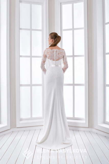 Свадебное платье 112. Силуэт Рыбка, Прямое. Цвет Белый / Молочный. Вид 2