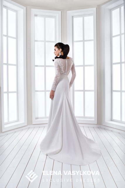 Свадебное платье 129. Силуэт Рыбка, Прямое. Цвет Белый / Молочный. Вид 2