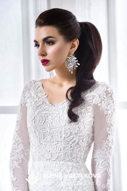 Свадебное платье 129. Силуэт Рыбка, Прямое. Цвет Белый / Молочный. Вид 4