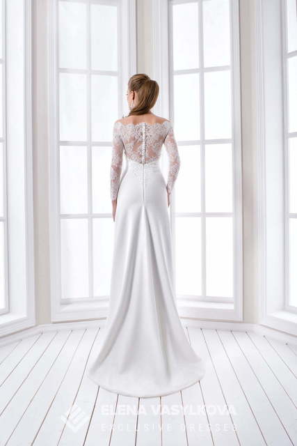Свадебное платье 156. Силуэт Прямое. Цвет Белый / Молочный. Вид 2
