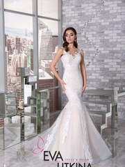 Свадебное платье Вивьен. Силуэт Рыбка. Цвет Белый / Молочный, оттенки Розового. Вид 1