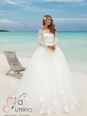 Свадебное платье Белиссима. Силуэт Пышное. Цвет Белый / Молочный. Вид 1