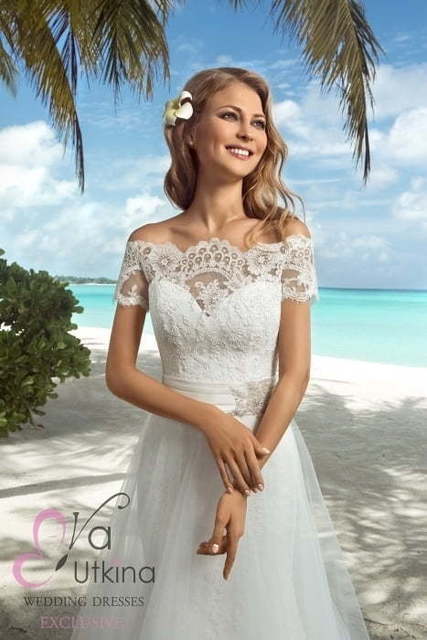 Свадебное платье Валери. Силуэт Рыбка, Прямое. Цвет Белый / Молочный. Вид 3