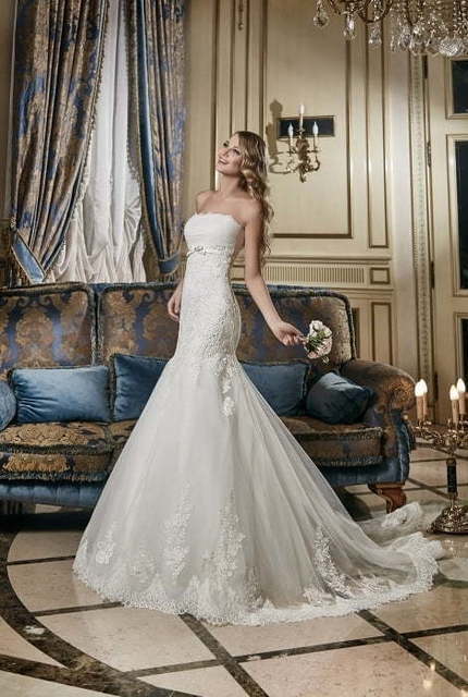 Свадебное платье Бланка. Силуэт Рыбка. Цвет Белый / Молочный. Вид 3