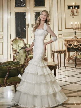 Свадебное платье Консуэла. Силуэт Рыбка. Цвет Белый / Молочный, Айвори / Капучино. Вид 1