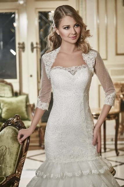 Свадебное платье Консуэла. Силуэт Рыбка. Цвет Айвори / Капучино, Белый / Молочный. Вид 3